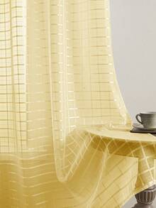 2pcs Classic Style Outdoor Transparent Curtains - Polyester Mosquito Net, Suitable For Patio, Gazebo, Pergola - Eyelet Design, Transparent, Breathable, No Lining - Multi-Piece Combination, Suitable For All Seasons - Yellow - View 2