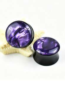 Shell Texture Lightweight Hypoallergenic Acrylic Ear Tunnels - Double Flare Ear Plugs Gauges - Shell Pattern - View 30