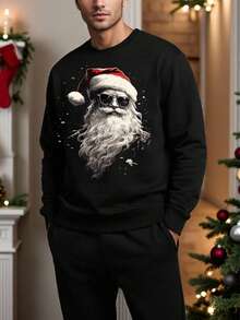 Men's Christmas Print Crew Neck Pullover Sweatshirt, Suitable As A Gift For Husband Or Friend, Autumn/Winter - Multicolor - View 3