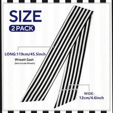 1 Pack/2 Packs Boxwood Wreath Belt Decorative Band, Used For Front Door Porch Decoration (Black And White Striped) - Black - View 5