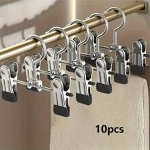 10pcs Multi-Function Clip Set, Adjustable Non-Slip Metal Pants Clips, Portable Shoe Rack, Suitable For Clothing Stores And Home Use, No-Mark Clips - Multicolor - View 10