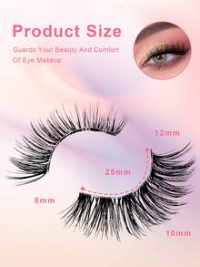 7 Pairs Half Lashes Cat Eye With Clear Band Wispy False Eyelashes Natural Look 3/4 Corner Lashes Short Accent Lashes With Transparent Band - Black - View 7