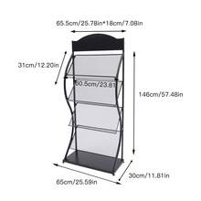 4 Layers Black Newspaper Magazine Display Rack Manual Book Rack Floor-Standing Storage Rack NEW - Default - View 4