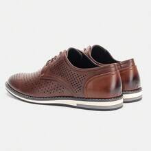 Men's Breathable Hollow-Out Cool Fashion Versatile Beach Vacation Casual Oxford Shoes, New Summer Lightweight Non-Slip Derby Shoes - Burgundy - View 6