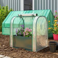 Outsunny Mini Garden Greenhouse With Planting Bag, Mini Portable Greenhouse 68 X 50 X 70 Cm, Roll-Up Door, For Garden, Balcony, Patio, Terrace, Dark Green - Green - View 8