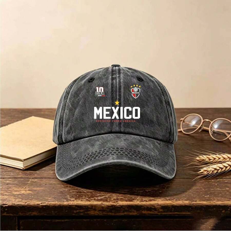 1pc Gothic Casual Washed Men Hat,Letters,Stars Printing, Unisex Fashion, Provides Shade & Sun Protection, Perfect For Outdoor Activities.