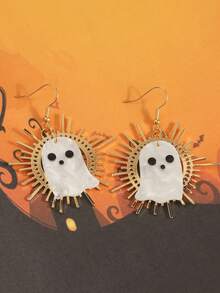 1 Pair Fashionable Vintage Geometric Ghost Pendant Earrings, Versatile Niche Ear Jewelry - Multicolor 1 - View 2