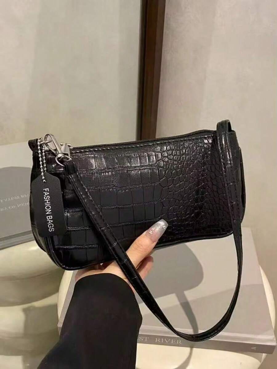 新款時尚百搭女款腋下單肩包手提包 - 黑色 - 查看 1