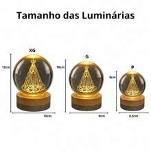 Luminária Cristal de mesa Nossa Senhora Aparecida Padroeira do Brasil Fé LED Presente Natal Bola Vida - familia santa  p  presente - Visão 3