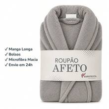 Roupão Microfibra Fleece Manga Longa com Bolso Adulto Super Macio Afeto Eurotextil Modelo Unissex Flannel Tamanho Único - Verde Oliva - Visão 6