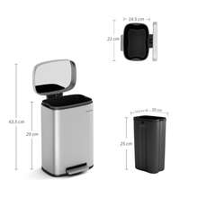 MCC Direct Pedal Kitchen Bin With Soft Close Lid, Step-On Trash Can With Inner Bucket, Durable Steel Body, Hands-Free Waste Disposal - SS Matte - View 4