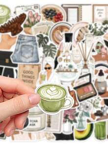 50PCS, Clean Girl Mobile Phone Stickers, Creative Aesthetic Design Sticker, PVC Material, Applicable, Mobile Phone Case, Mobile Phone, Tablet, Laptop, Suitcase, Kindle, Car, Book, Helmet, Notebook, Scrapbook Supplies, School Supplies - 50pcs - View 10