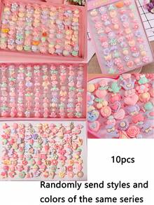 10pcs Girls Cartoon Shaped Resin Rings, Princess Rings, Party Decorative Accessories (Random Color & Style, No Box) - Multicolor - View 6
