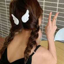 2pcs Angel Wing Hair Clips, Magic Japanese Style Cute Fresh Headwear, Same Style As Sakura And Xie Anran - White - View 2