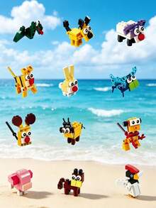 Youleli 24pcs Kids Animal Building Blocks Puzzle Toy, DIY Early Education Assembly Game Toy, Ideal Holiday Gift For Boys And Girls - Multicolor - View 7