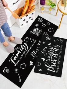 1pc Non-Slip Oil-Resistant Absorbent Kitchen Mat, Simple Rectangular Dirt-Resistant Carpet, Suitable For Living Room, Bedroom, Hallway, Bathroom And Laundry Room Polyester Carpet, Suitable For Indoor And Outdoor Home Decor. - Multicolor - View 2