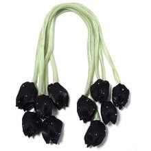 5PCS Rhinestone Studded Tulip Bud Flower Rope Ribbon, Sweet Style 3D Fabric Flower, Party Wedding Daily Wear Hair Accessory Clothing DIY Supplies, Shoe Hat Bag Decoration, Gift Packaging Decoration For Elders, Handmade Floral Craft Material - Tulip - View 19