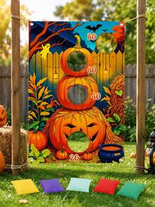 Halloween Toss Game Set, Includes Spooky Pumpkin, Skeleton And Bat Patterns, Comes With 9-Inch High Sports Training Cones, Suitable For Family Games, Garden Parties And Seasonal Celebrations, Halloween Decorations Create Festive Atmosphere - Multi-color - View 3