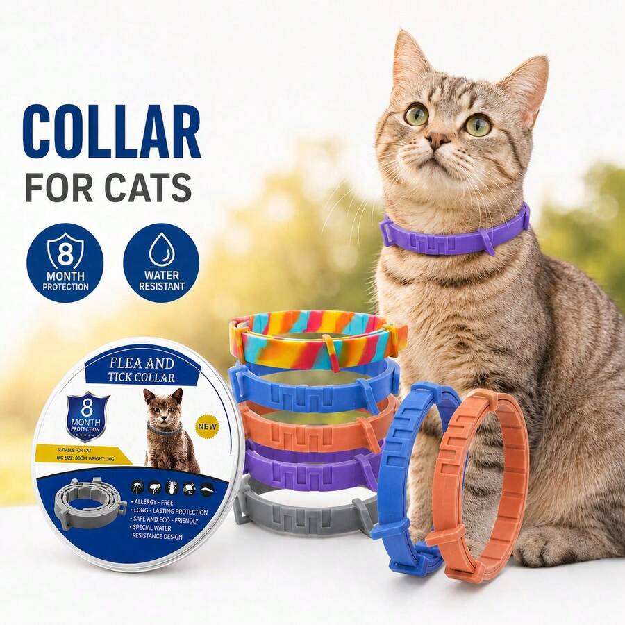 2pcs Adjustable Medium Pet Flea And Tick Collar, Natural Ingredients Mosquito Repellent, Waterproof, Wearable For 1 Week, 8 Months Protection, Suitable For Dogs, Cats And Small To Medium-Large Pets, Pet Supplies - Multicolor - View 1