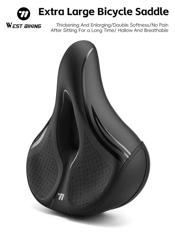 WEST BIKING Assento de Bicicleta Alargado com Almofadado de Espuma Confortável, Selim Oco e Respirável, Equipamento de Ciclismo Casual