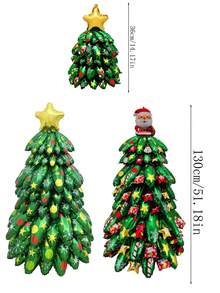 6/9pcs Assembled Christmas Tree Aluminum Foil Balloon Set, Star Christmas Tree, Santa Claus Christmas Tree Balloons, Christmas Decoration Balloons, Holiday Photo Props - Assembly Christmas Tree - View 7