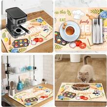 1pc Dish Drying Mat, Coffee Machine Mat, Kitchen Absorbent Non-Slip Mat, Cartoon Cooking Style Heat-Resistant Mat, Stove Countertop Heat-Resistant Mat, Baking Food Theme Decorative Mat, Suitable For Living Room, Dining Table, Restaurant Scenes, Kitchen Decor - XYLSD699 - View 11