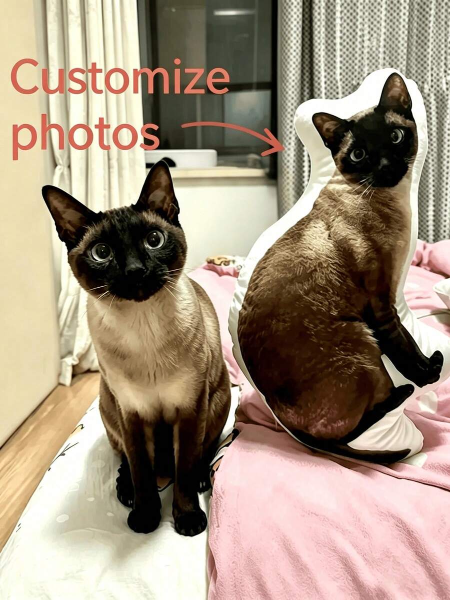 Personalized Photo Upload Custom Shaped Pillow, Dog Cat Animal Realistic Double-Sided Print, Suitable For Pet Owner Gifts, Pet Memorials, Birthdays, Christmas, Valentine's Day, Home Living Room Creative Cushion, Thoughtful Gift, Memory Keepsake