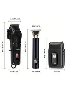 AXH Professional Haircut Kit, Electric Shaver With T-Blade Trimmer And Razor, LCD Display, Low Noise, Men's Grooming Set, USB Rechargeable - Black - View 7