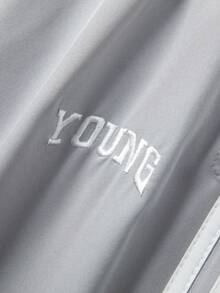 Men's Elastic Waist Colorblock Sports Long Pants, Spring/Autumn Fashion Back Pocket Design Straight Leg Casual Pants - Light Grey - View 8