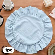 1pc/2pcs/6pcs Korean Style Solid Color Round Placemats, Sweet Princess Style Candy Color Tablecloth With Ruffle Edge, Cute Food Plate Heat-Insulating Background Mat - Multicolor - View 21