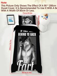 2/3pcs Meme "If They Talk Behind Your Back" Farting Humorous Quirky Detail Bedding Set, Humorous Western Wolf Cowboy Duvet Cover Set, Suitable For Bedroom, Dorm - Multicolor - View 12