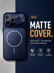 VRNOEI Popular Matte Super Smooth Touch Phone Case Compatible With IPhone 17 Pro Max 11 12 13 14 15 16 Pro Max Large Lens Camera Protection Anti-Scratch Anti-Fingerprint Wireless Charging Shockproof Phone Case - Dark Blue - View 2
