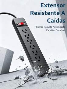 6-Outlet Power Strip With Switch, 0.3m Extension Cord With 6 Outlets - US A Type Plug(110-127V) - View 5