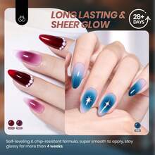Beetles 6 Colors Midnight Syrup Jelly Gel Nail Polish Set, Mocha Brown Burgundy Red Purple Green Blue Sheer Translucent Gel Polish Kit, Soak Off UV LED Nail Art Manicure - 6 Colors Midnight Syrup Jelly - 查看 4