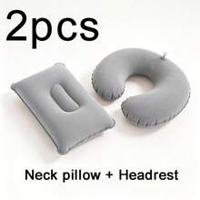 2 Buah Bantal Leher dan Sandaran Kepala - Bantal Penopang Kursi Kantor/Perjalanan Ergonomis PVC Tahan Lama, Portabel, Mudah Ditiup/Dikempiskan, Desain Multi-Warna yang Dapat Ditumpuk untuk Rumah, Hadiah Ideal untuk Para Profesional - MultiWarna - View 9