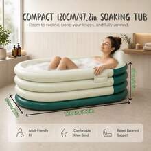 1pc Compact Inflatable Bathtub With Air Pump - Adult Size Durable Material Bathtub For Home Relaxation - Portable Bathtub Suitable For Patio Bathroom, Easy To Clean Comfortable Soaking Rectangular Bathtub - Multicolor - View 3