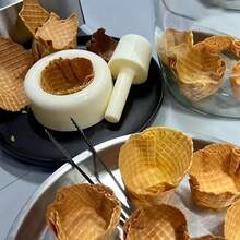 1組DIY酥脆鬆餅甜筒模具，冰淇淋甜筒模、花籃冰淇淋殼、蛋塔捲與酥脆模具 - 查看 2