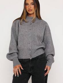 Women's Fashion Long Sleeve Knit Base Layer Top, Autumn/Winter New Soft Gentle Style Loose Sweater - Grey - View 4