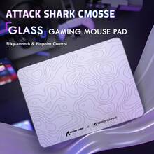 ATTACK SHARK CM05SE Tempered Glass Mouse Pad, 9H Hardness Anti-Scratch, Nano Etched Ultra-Smooth Surface, Non-Slip PU Base, High Accuracy, Fast-Moving, 410*310*5mm For FPS Esports/Office - Black/ White - View 4