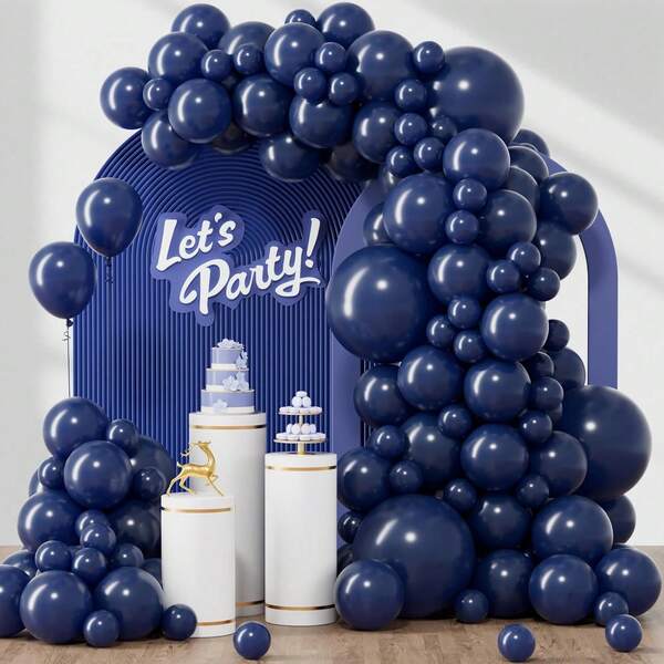 122PCS Navy Blue Balloon Arch Kit, 18/12/10/5-Inch Dark Blue Balloons For Graduation, Wedding, Birthday & Party Decor