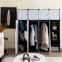 16-Cube Modular Storage Unit With 16 Doors & Dual Hanging Rods – Portable Wardrobe Closet For Clothes, Towels, Books, And Small Household Items – Stackable 4*4 Tier Organizer With Sturdy Frame And Smooth-Glide Doors - Black - View 9