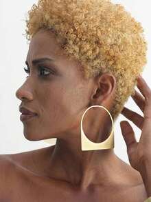 1Pair Geometric Statement Gold Stud Earrings For Women, Minimalist Modern Abstract Rectangle And Circle Combination, Party Fashion Ear Jewelry - Multicolor - View 8