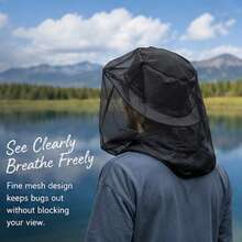 Outdoor Adventure Practical Detachable Mosquito Head Net Hat, Ultra-Fine Breathable Mesh With Wide Brim Sun Hat Base, Insect Bee Bug Face Veil, Suitable For Fishing Camping Hiking Jungle Exploration - A - View 6
