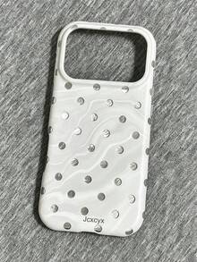 Fashion Minimalist Marble Polka Dot Pattern Phone Case, Compatible With IPhone 17 Pro Max 17 Pro 17 16 Pro Max 15 14 13 12 Pro Max, Lens Protection Back Cover - White - View 12