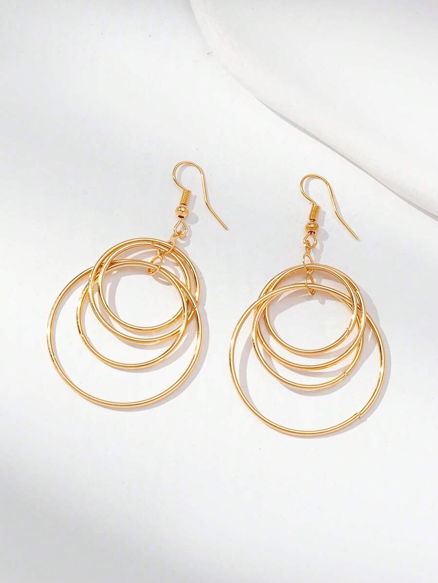 1pc Women's Luxury Minimalist Geometric Design Earrings, Fashionable Versatile For Daily Wear And Party - Gold-e1560C - View 1