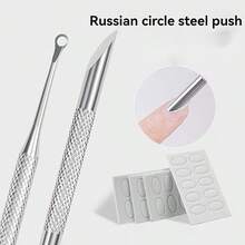 1/2 Pre-Ground Nail File, Double-Ended Steel Pusher, Russian Double-Ended Hoof-Shaped Steel Pusher, Angled Side Nail Trimming Tool For Dead Corners, Nail Polishing Sandpaper, Suitable For Toenails And Foot Cleaning - Multicolor - View 1