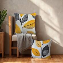 4 pezzi di federe per cuscini stile bohémien con sfondo grigio e foglie arancioni, morbido motivo a venature fogliari, decorazione per la casa adatta per primavera estate autunno inverno, adatte per divano, camera da letto, soggiorno, federe per cuscini stile bohémien, stampa su entrambi i lati, inserto per cuscino non incluso - Multicolore - Visualizzare 6