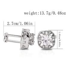 2 piezas/Set Gemelos de Lujo con Strass para Hombre, Botones de Camisa de Negocios - Plateado - Ver 5