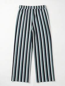 GRDR Men's Summer Striped Loose Drawstring Elastic Waist Casual Wide Leg Long Pants With Drape - Green - View 6
