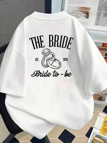 Front And Back Printed Short-Sleeve T-Shirt - For Brides-To-Be, Wedding Rings - A Stylish Printed T-Shirt For Women In Spring And Summer, Your Best Ch - 白色 - 查看 7